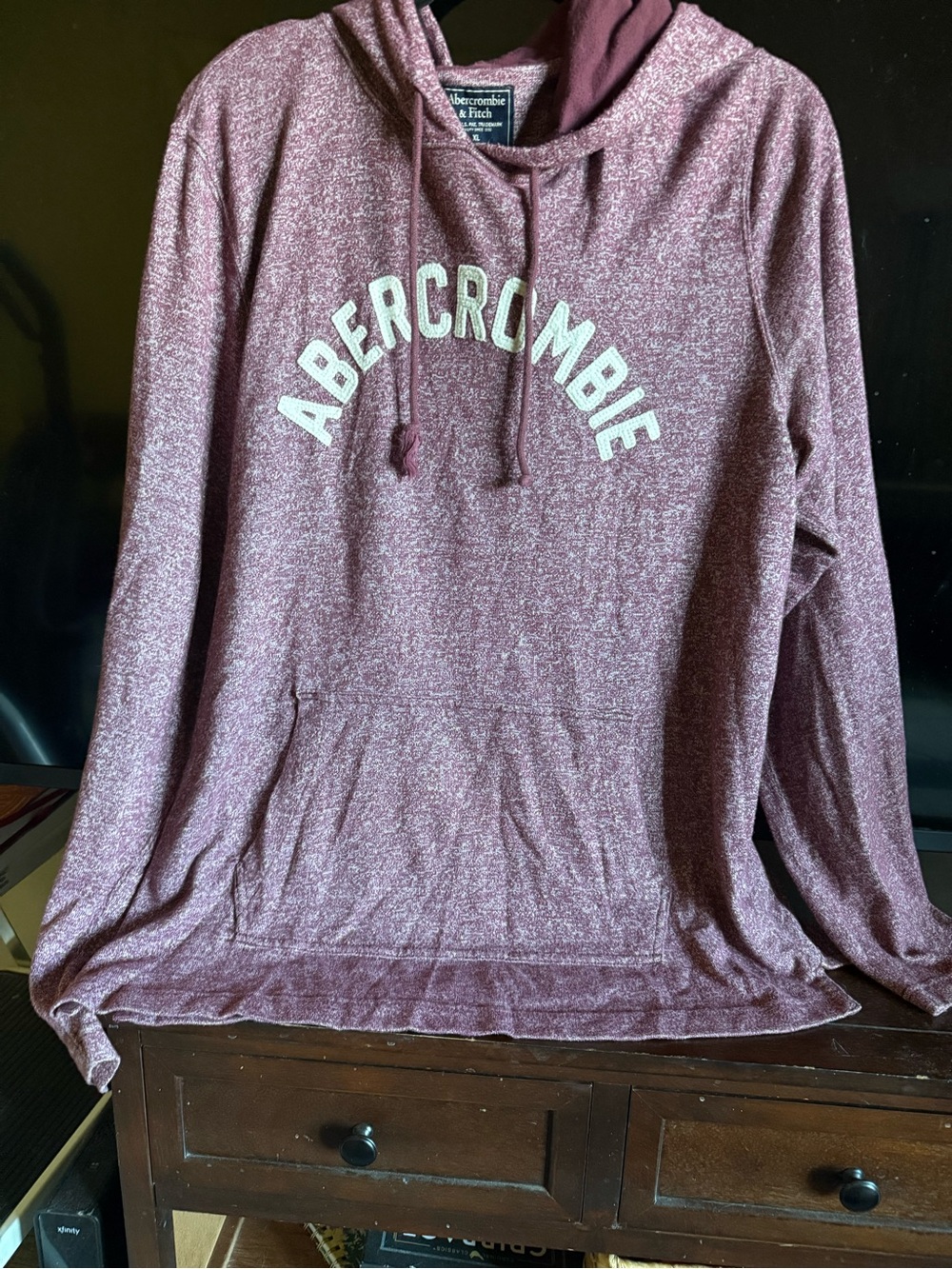 Abercrombie & Fitch Men's Marled Wine Zip Hoodie